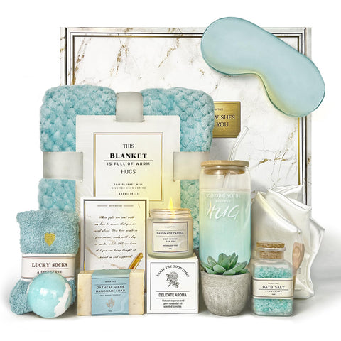 AHAGIFTREE cerulean gift basket top view for a luxurious get well gesture