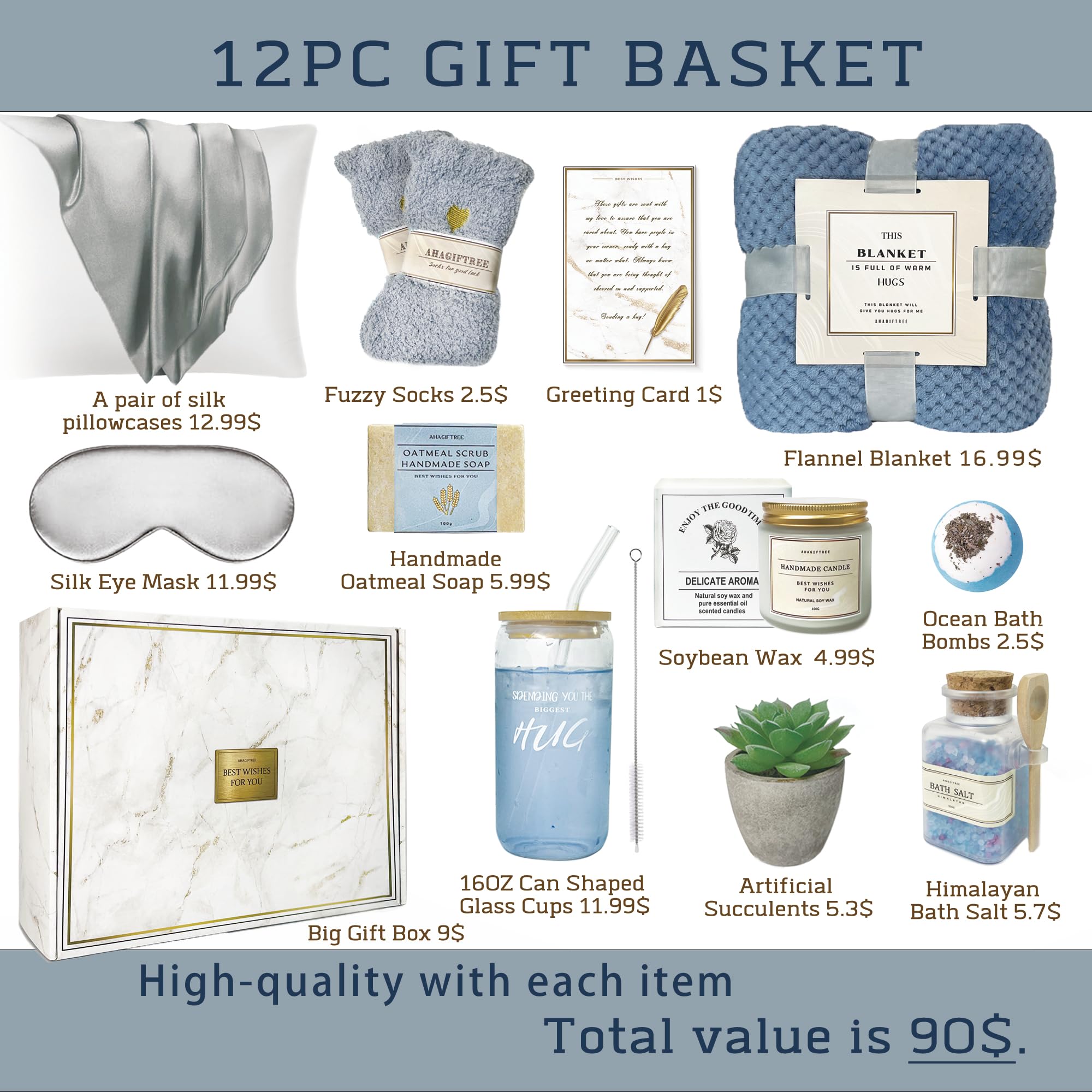 AHAGIFTREE Get Well Basket pillowcases for smooth skin and gentle mornings.