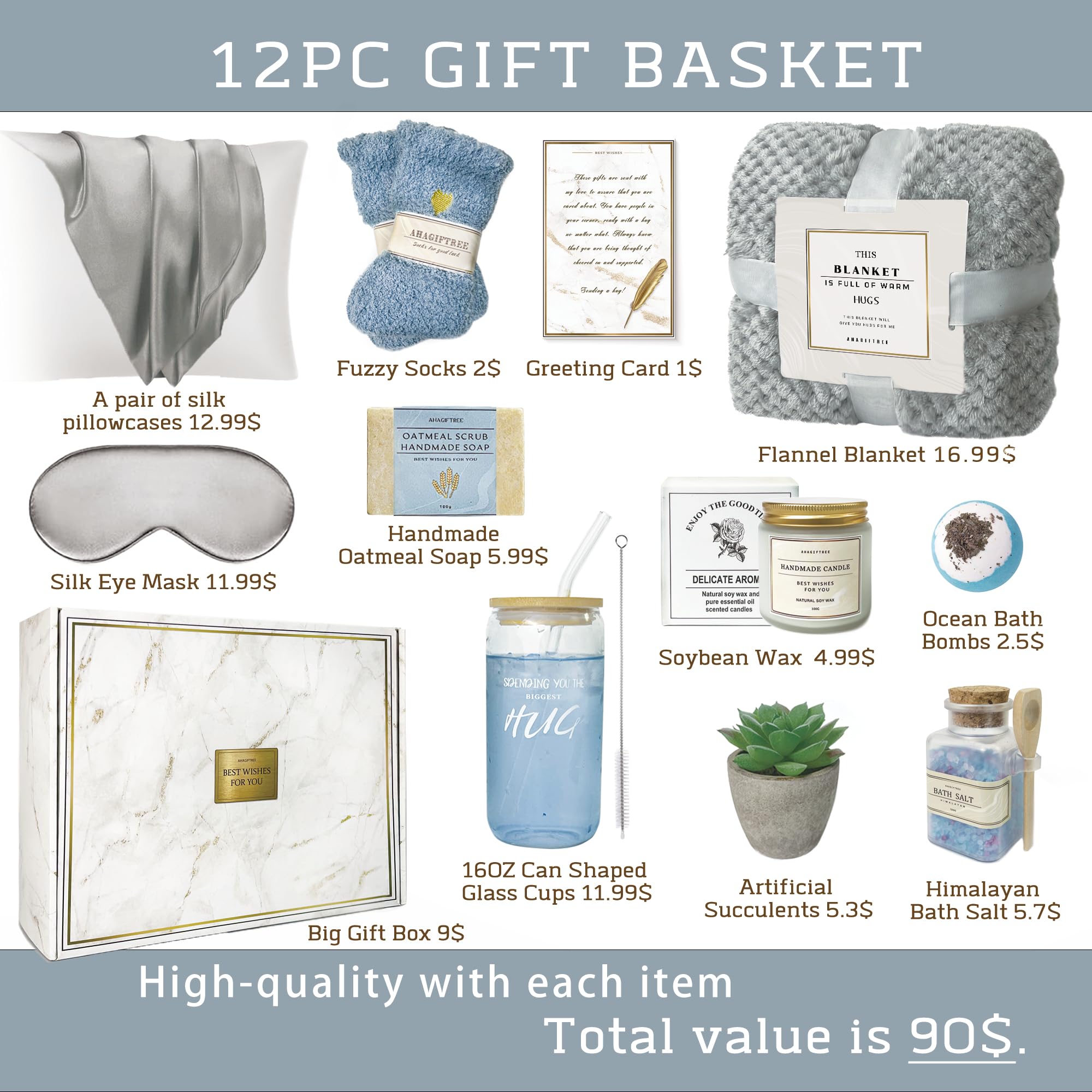 AHAGIFTREE Get Well Basket pillowcases help keep skin smooth and hair tangle-free mornings