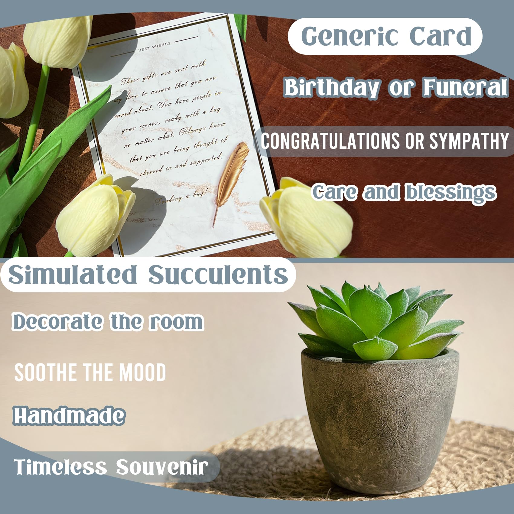 AHAGIFTREE Get Well Basket simulated succulent for lasting decor.