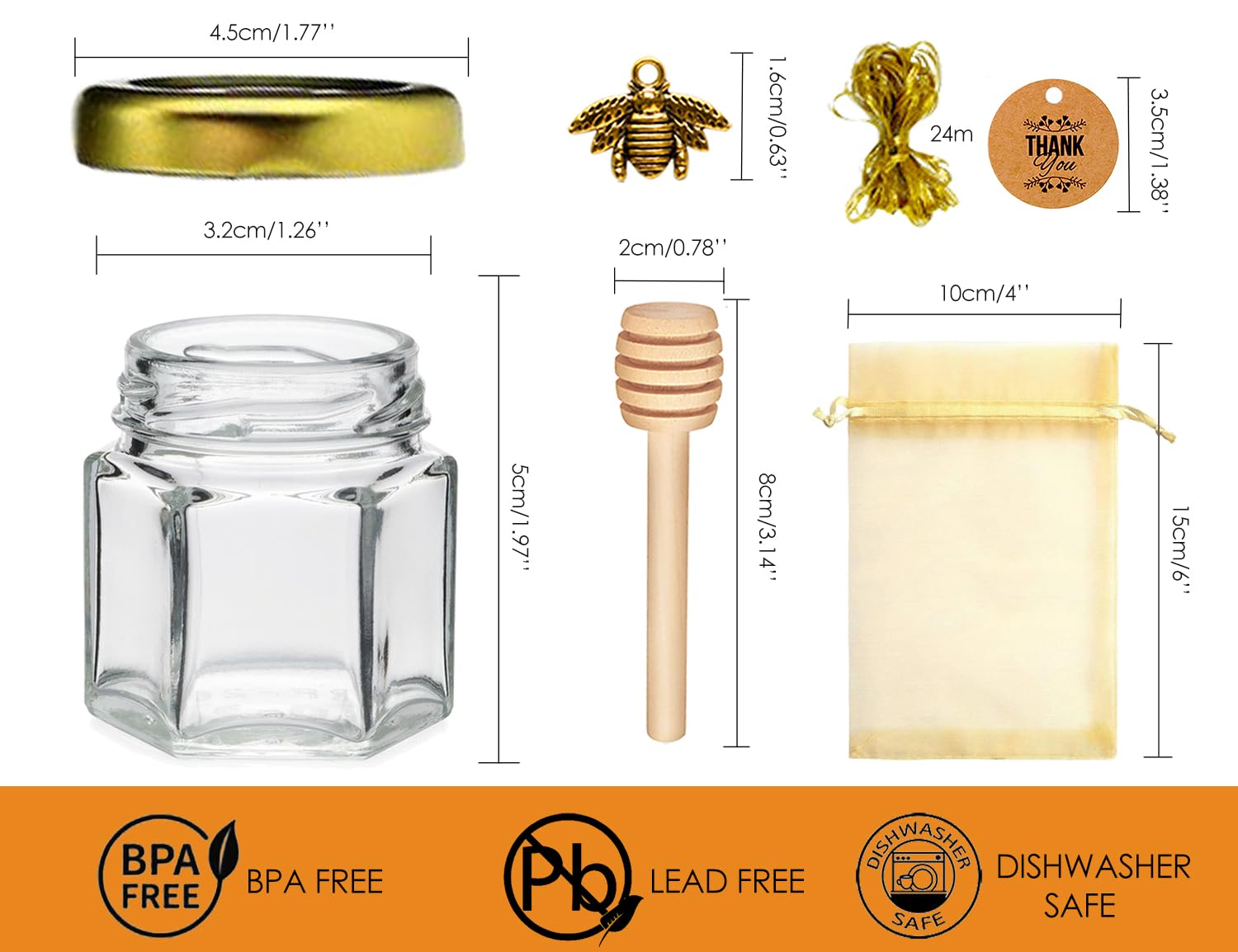 Ahhute glass honey jar 1.5oz shows clear craftsmanship for edible gifts.