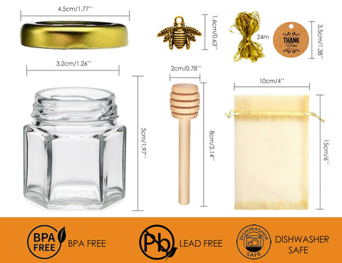 Ahhute glass honey jar 1.5oz shows clear craftsmanship for edible gifts.