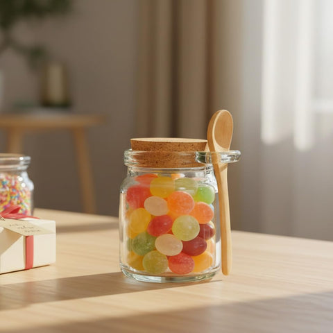 Ahhute glass salt cellar with spoon ready for kitchen use