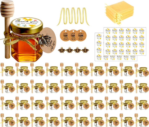 Ahhute honey pot mini jar with dipper for elegant wedding and baby shower favors.