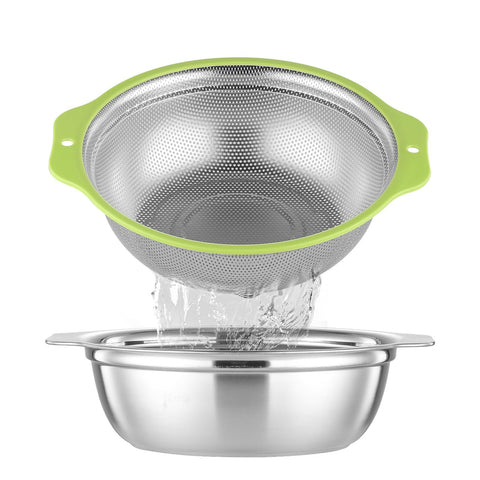 AHIABOAT colander microporous 2qt for quick draining pasta and vegetables.