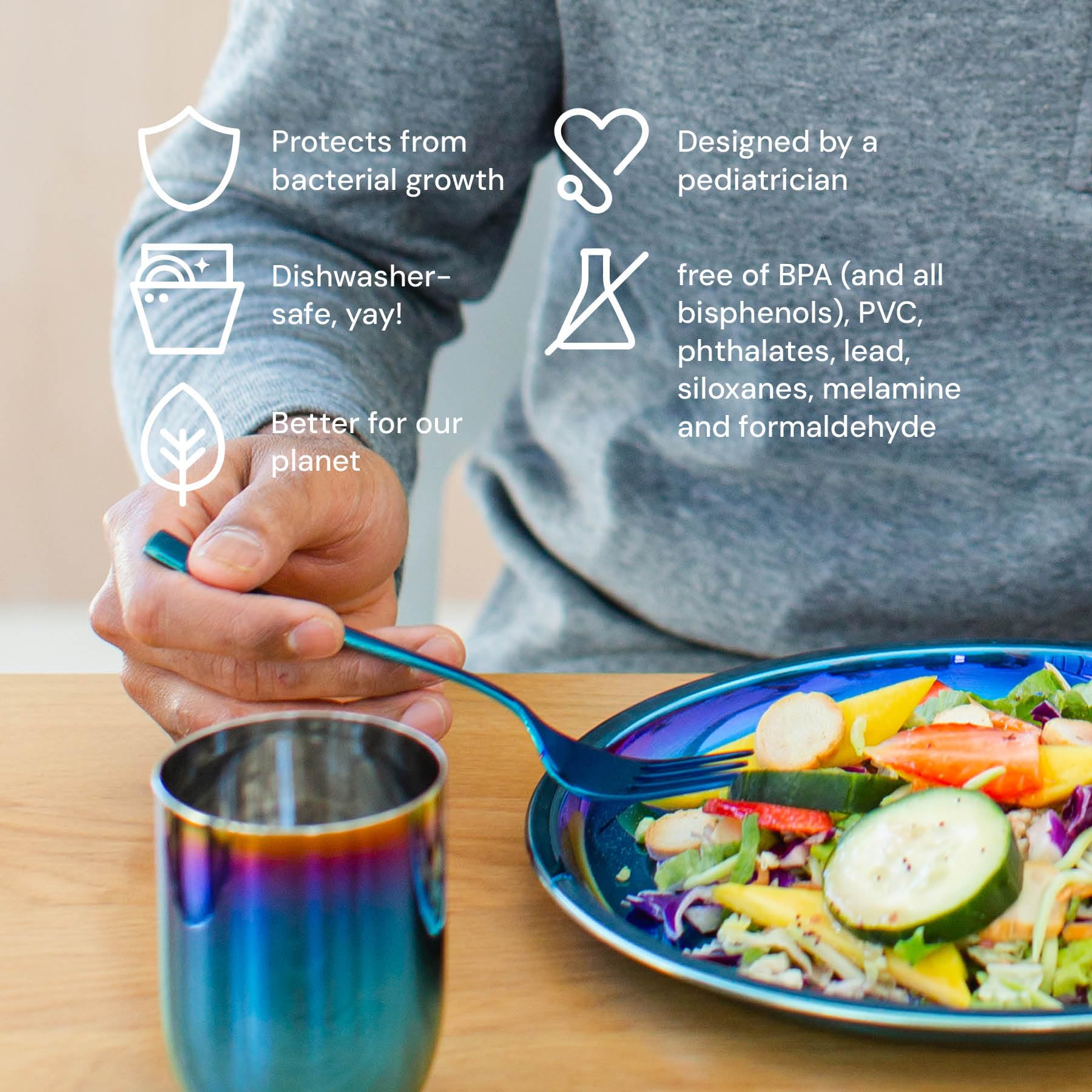 Non-divided Ahimsa plate, easy to keep meals organized for kids