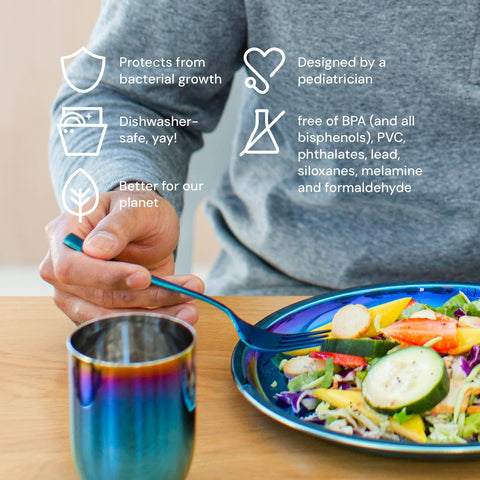 Non-divided Ahimsa plate, easy to keep meals organized for kids