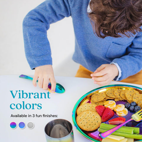 9-inch Ahimsa plate supports independent eating for kids and adults