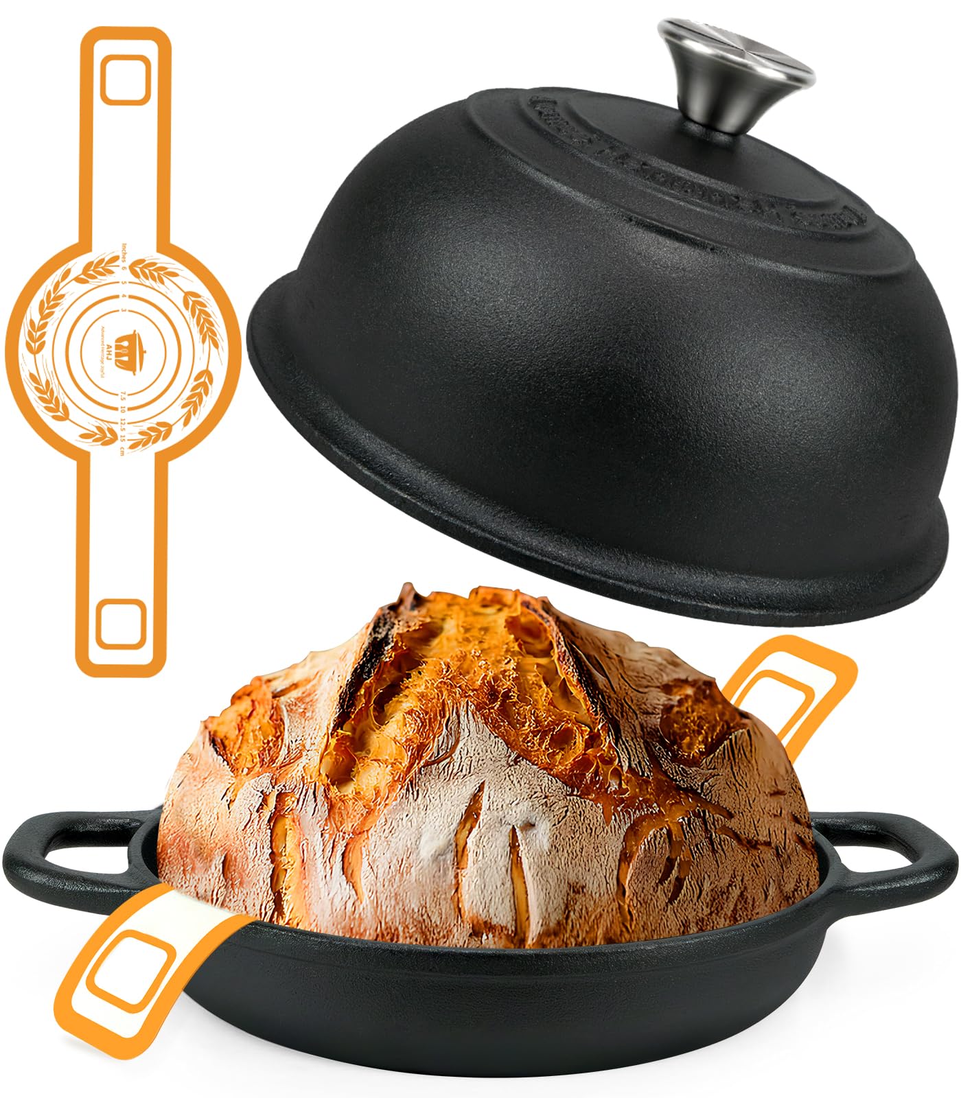 AHJ 5QT Dutch Oven with domed lid for crispy sourdough crusts.