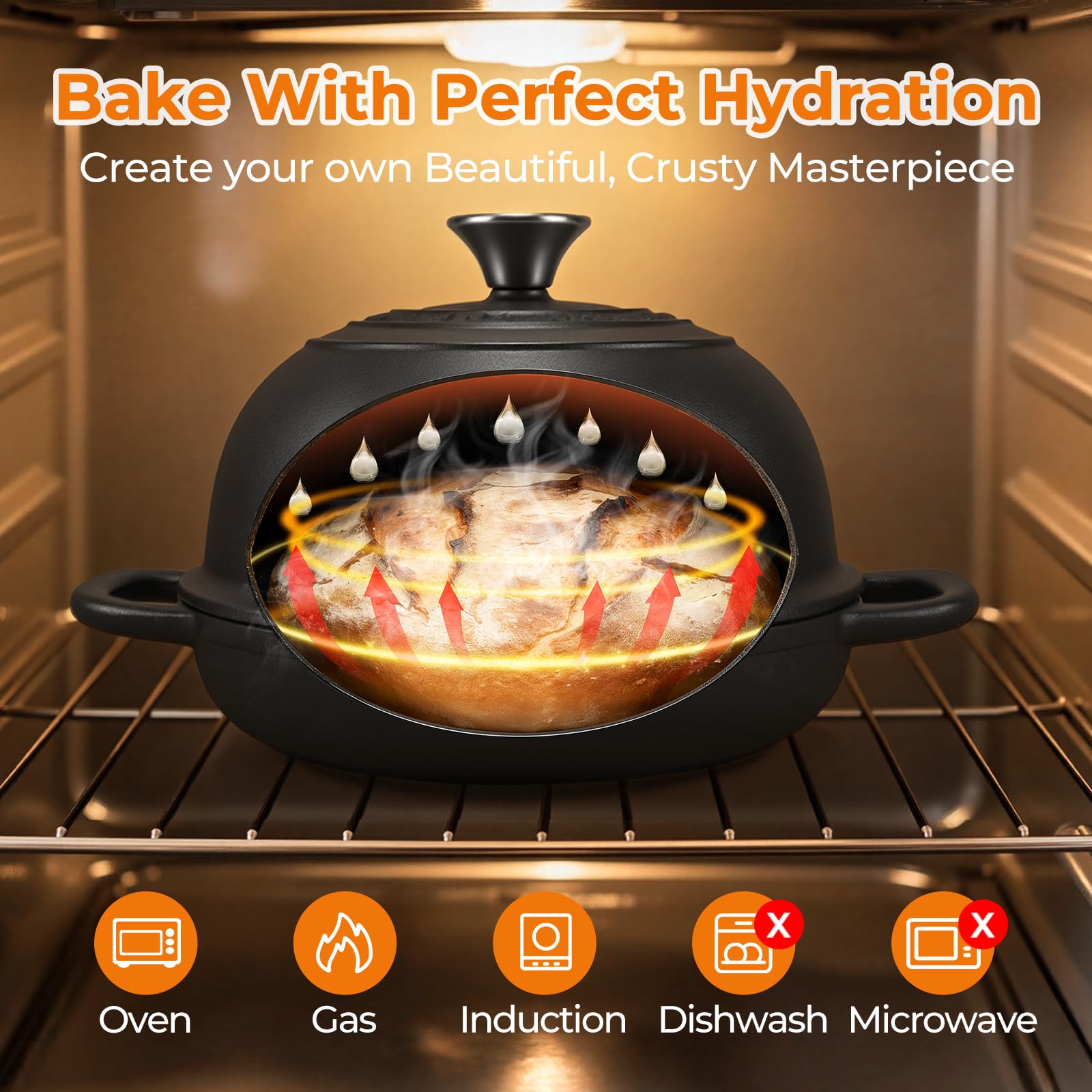 AHJ 5QT cast iron heats evenly for consistent loaves.