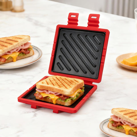 AHJ Microwave Sandwich Maker easy-clean surface saves time.