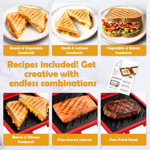 AHJ Microwave Sandwich Maker non-stick coating aids effortless cleaning.