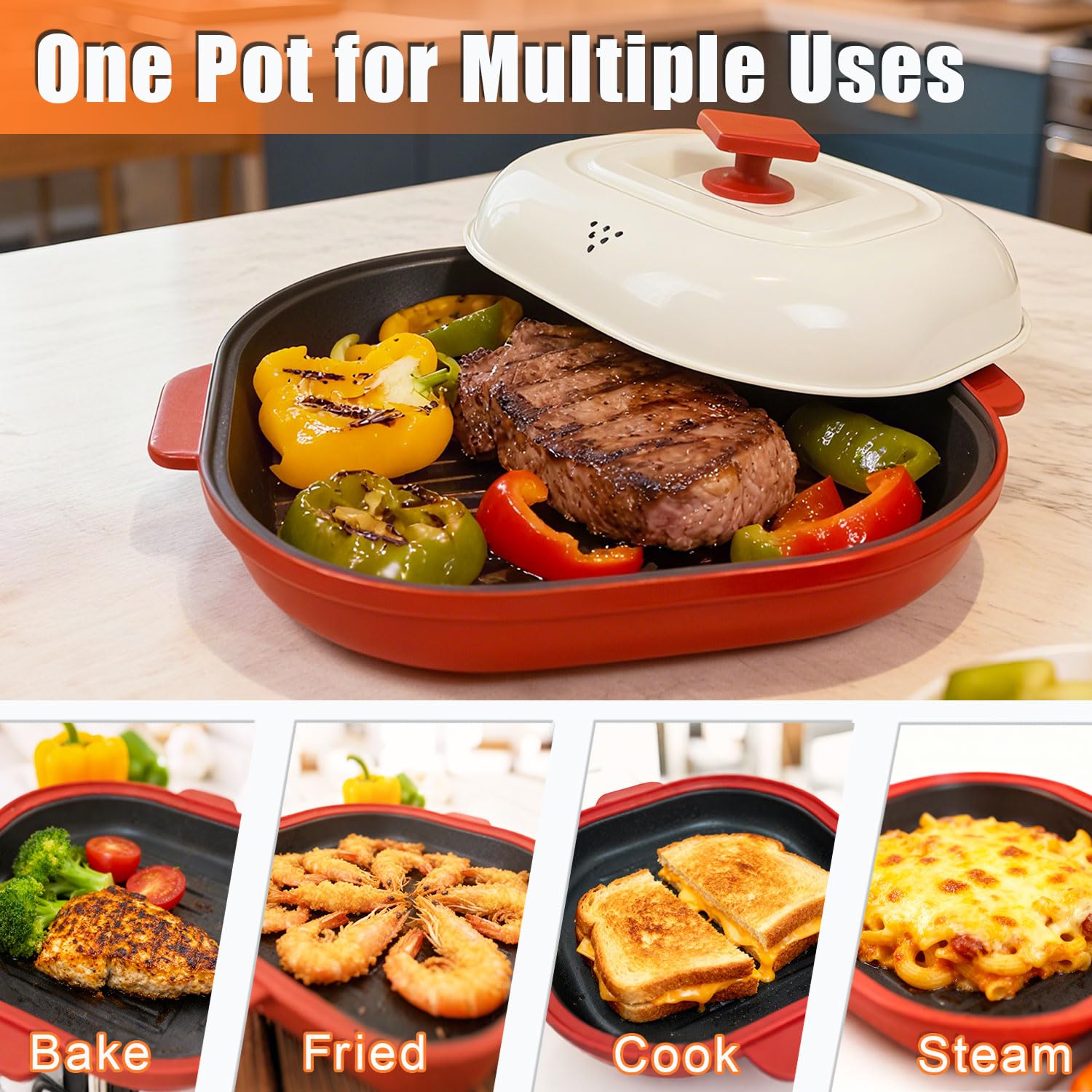 AHJ non-stick coating facilitates easy food release and wipe-clean maintenance