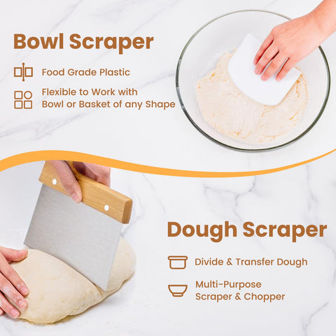AHUAWA bowl scraper cleaning flour and shaping dough on the work surface