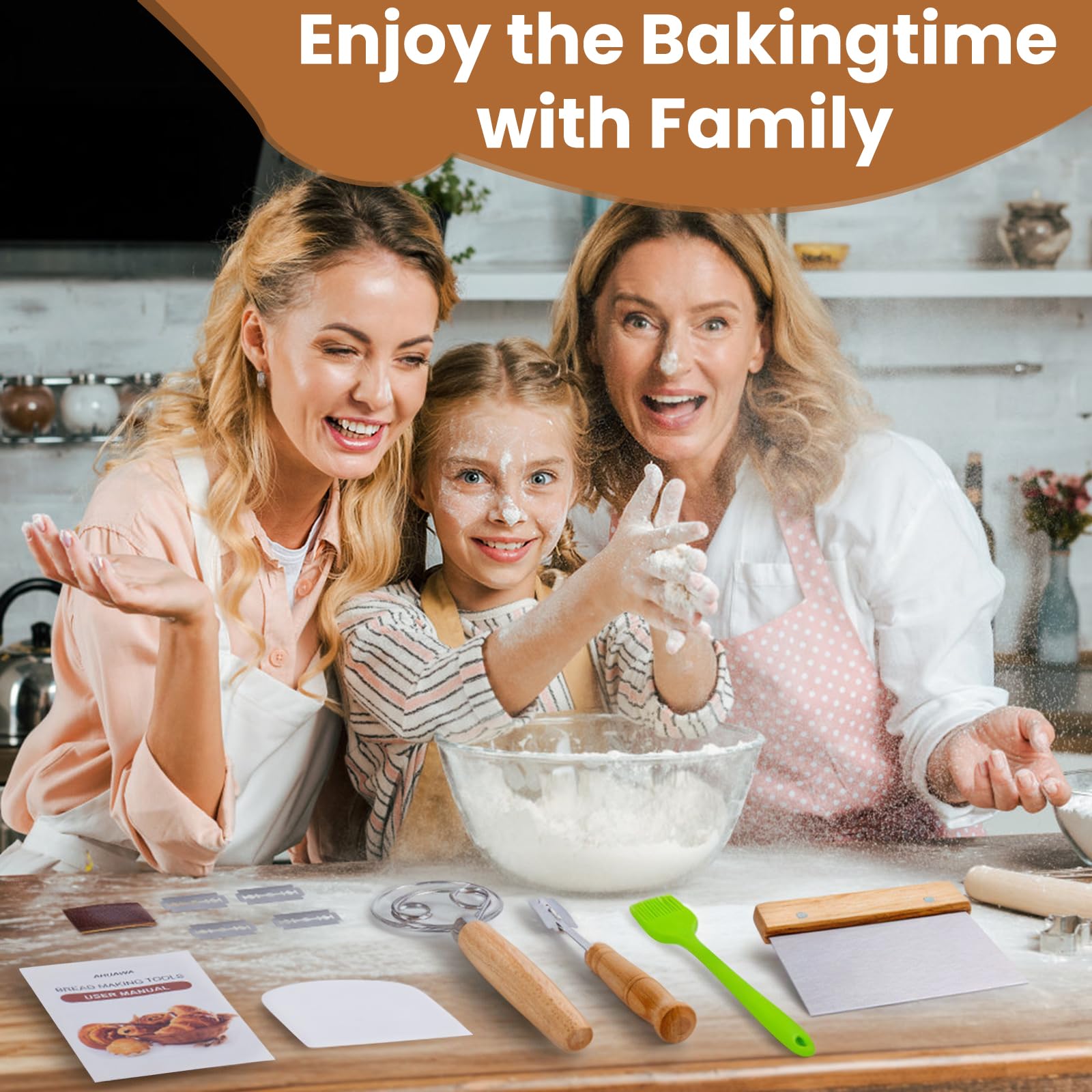 AHUAWA bread making tools set displayed together for home bakers