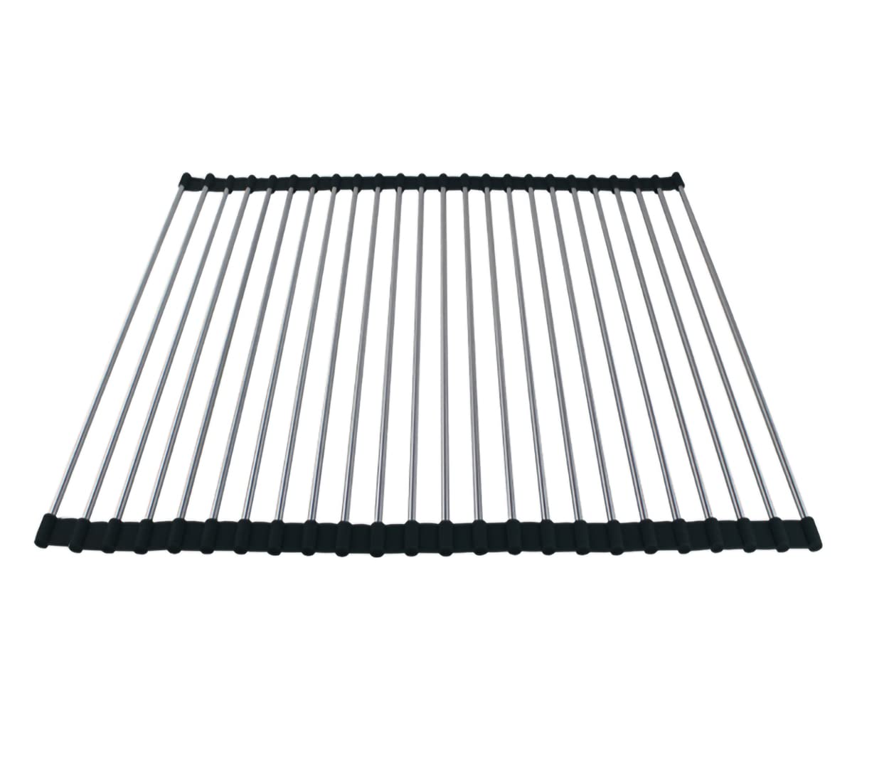 Ahyuan roll-up dish rack over the sink with sturdy SUS304 steel and non-slip ends.