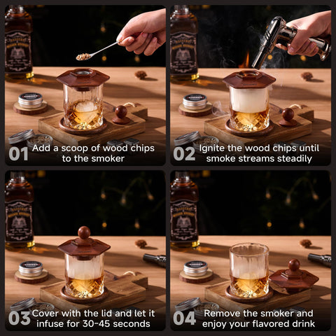 Ahzufuky apple maple chips deliver subtly sweet smoke for sours and bourbons.