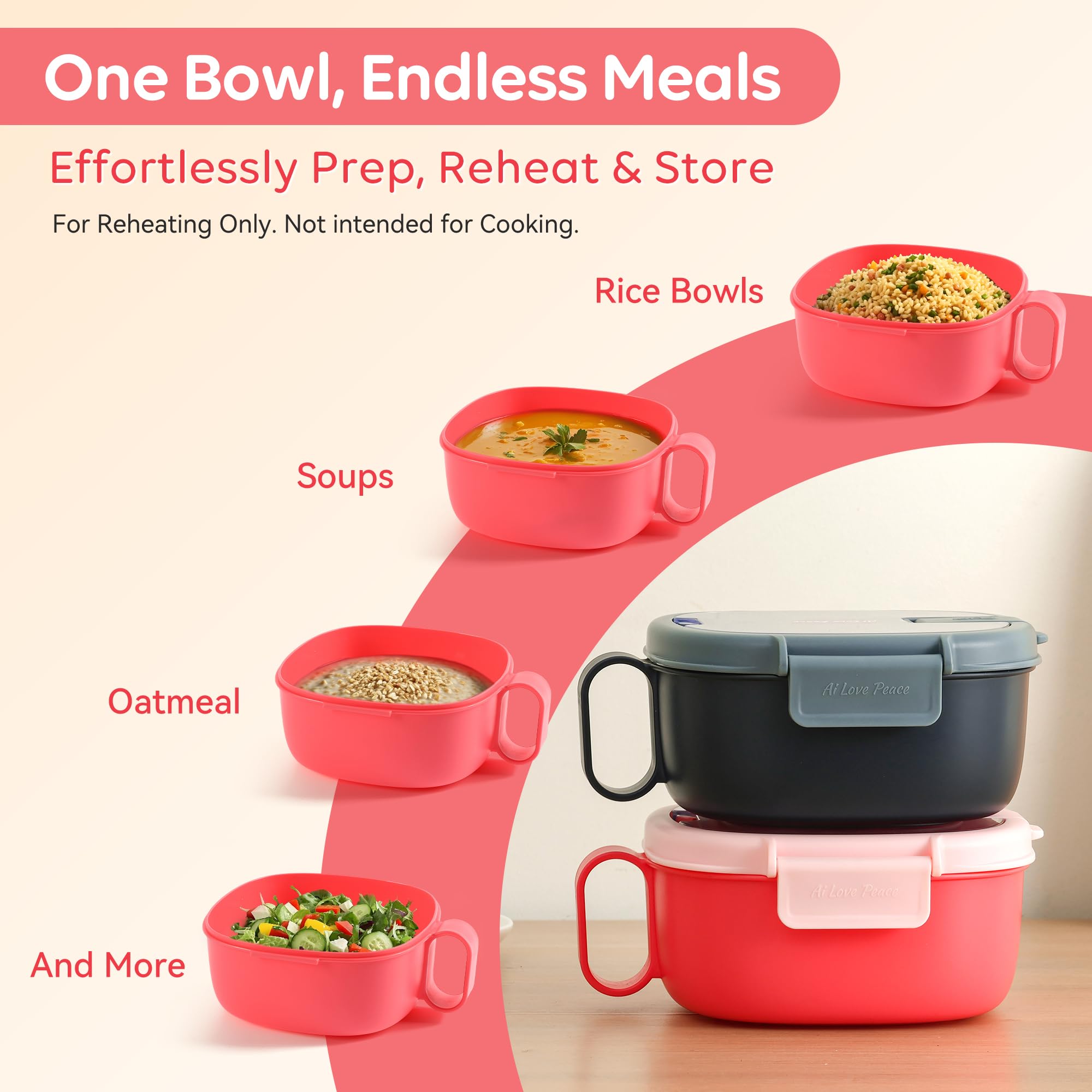 AI LOVE PEACE ideal for home, office, and dorm meals on the go