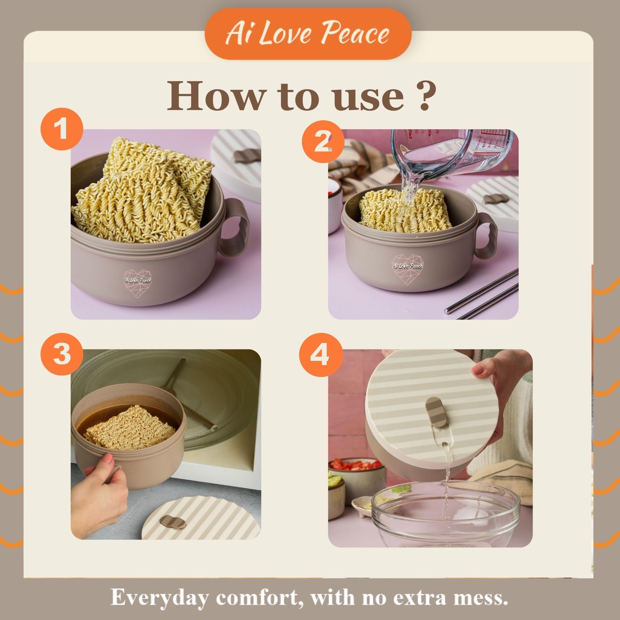 AI LOVE PEACE ramen bowl gift-ready packaging for students and ramen lovers.