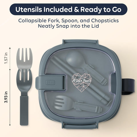 AI LOVE PEACE square-design ramen container fits broth and veggies