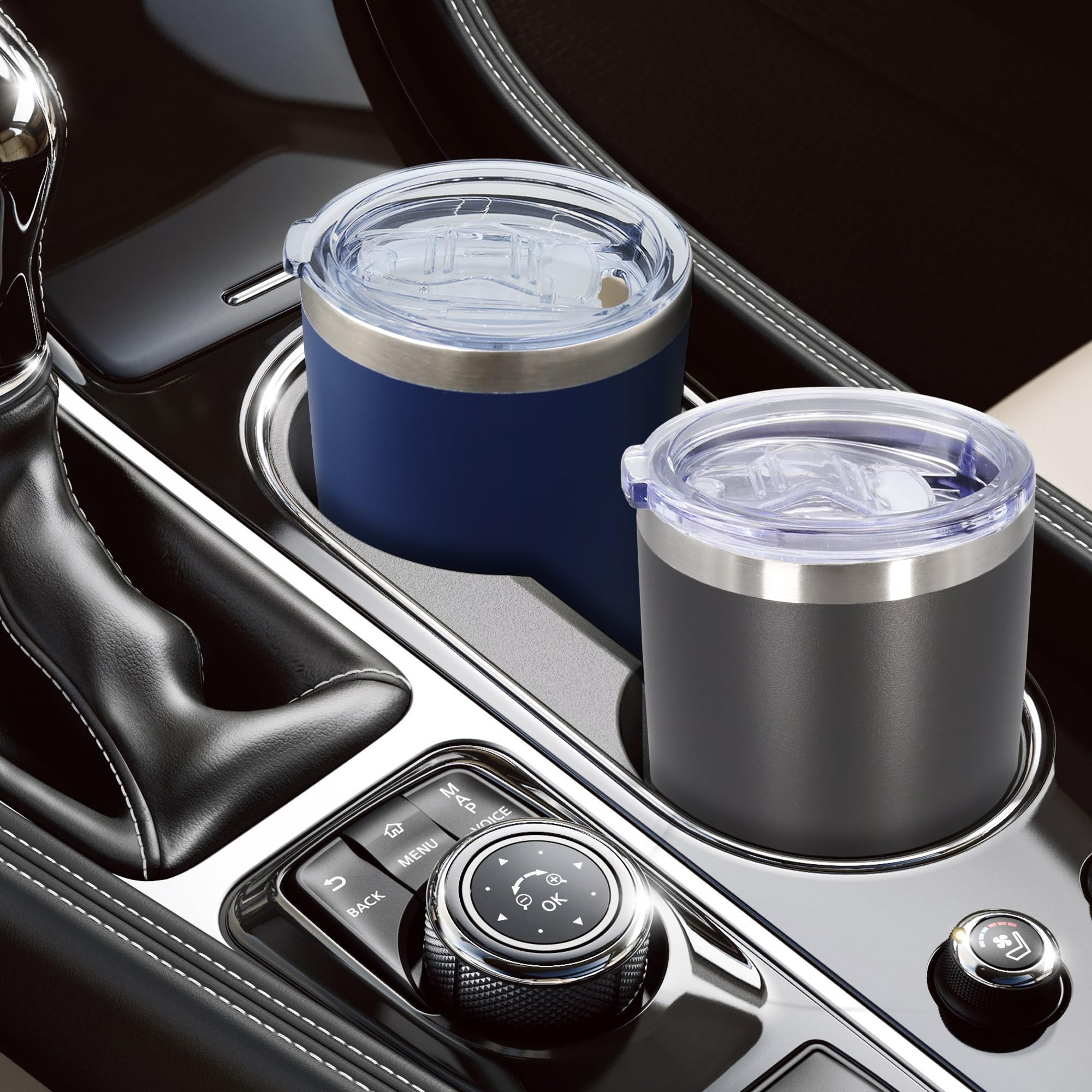 AIANJI tumbler fits most car cup holders for travel.