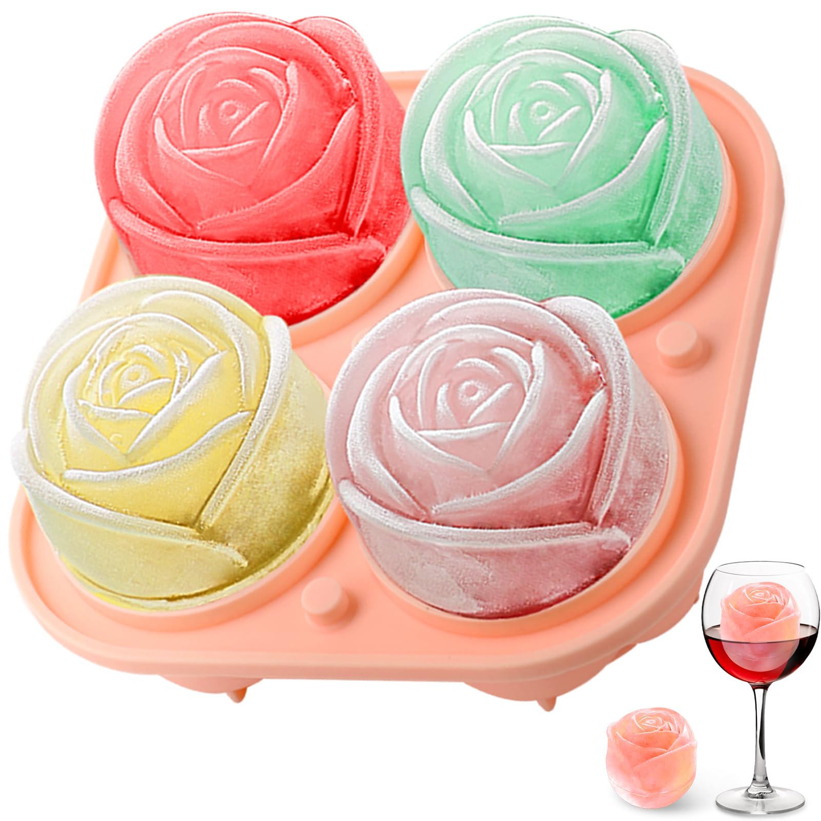Aibirui 2-Inch Rose Ice Cube Mold creates elegant rose spheres for cocktails.