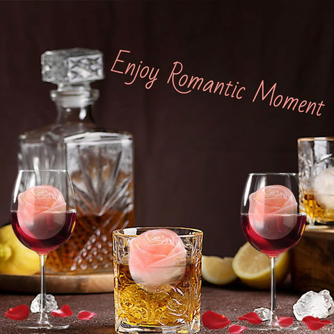 Aibirui Bourbon Ice Cube Molds preserve flavor with large 2-inch roses.