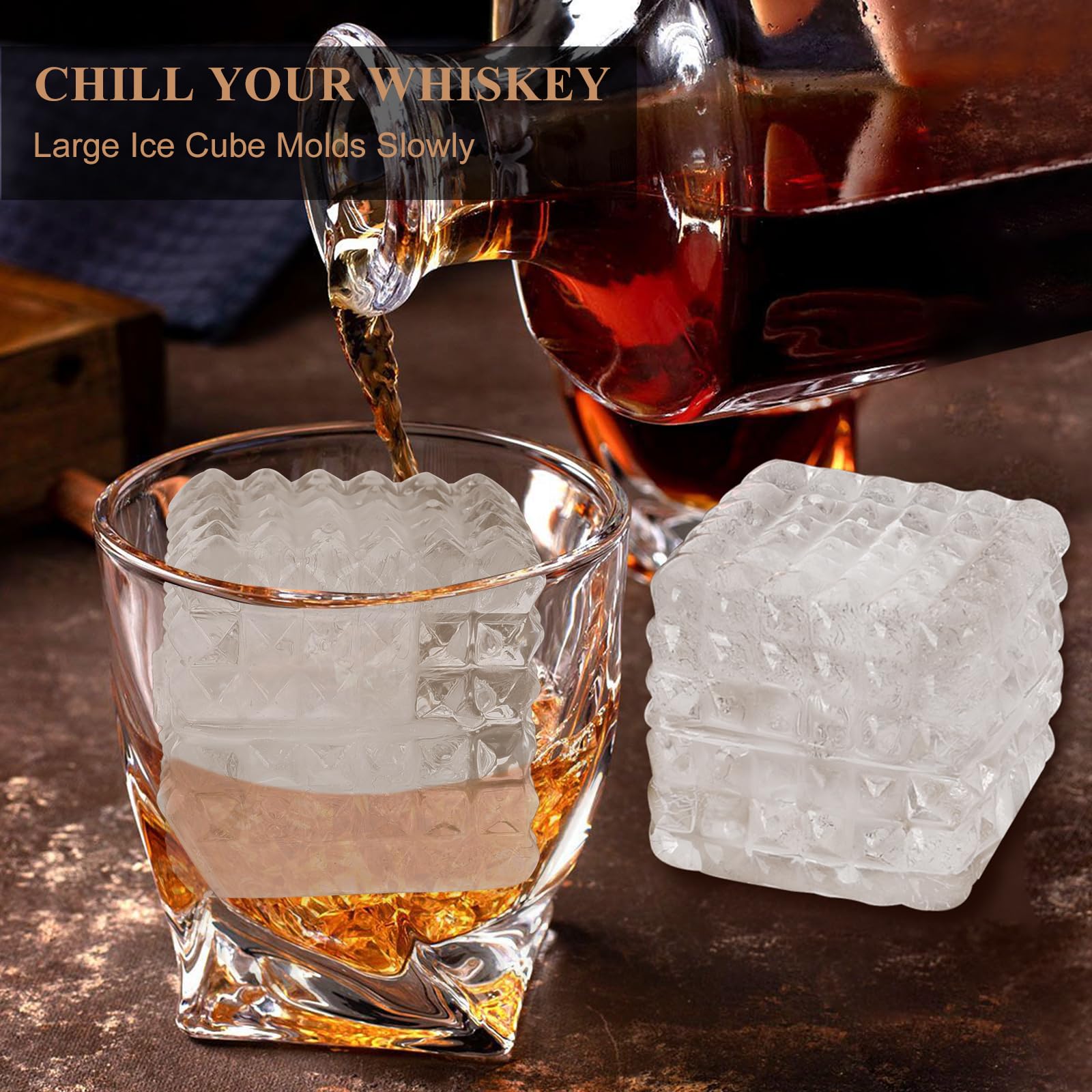 Aibirui bourbon ice cubes with diamond texture add a touch of elegance to cocktails