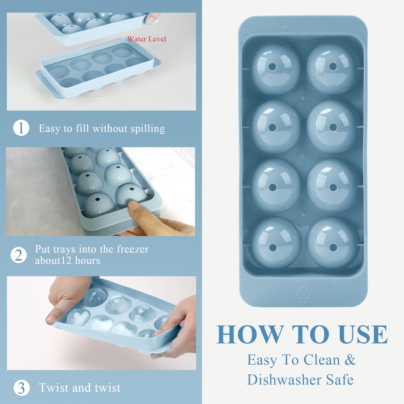 Aibirui food-grade material ensures safe, durable round ice cubes.