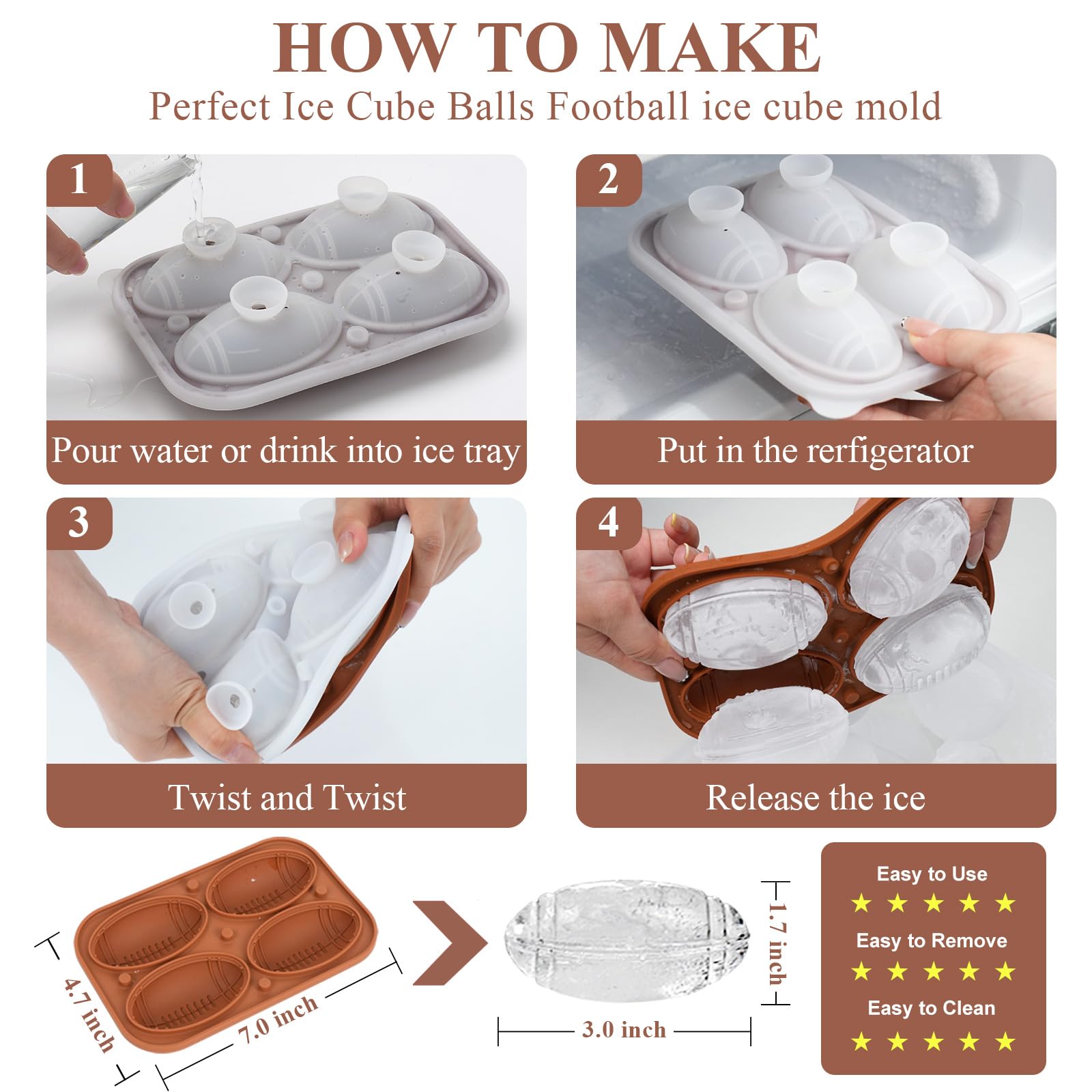 Aibirui football ice mold ideal for parties and celebrations.