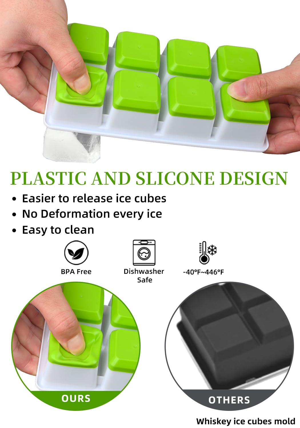 AIBIRUI stackable ice tray with interlocking lid keeps freezer organized