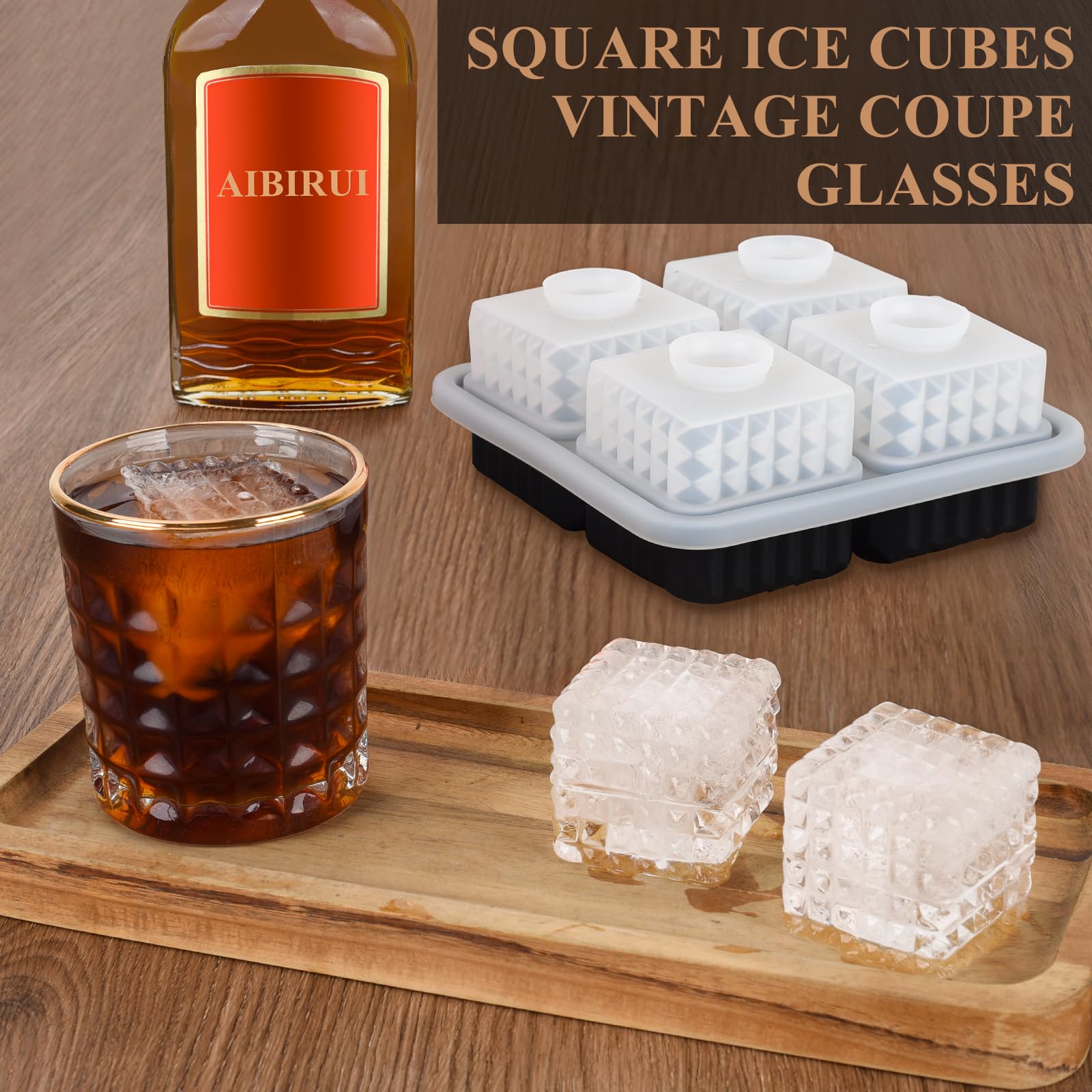 Aibirui versatile ice mold set ideal for whiskey, cocktails, cold brew, or infusions