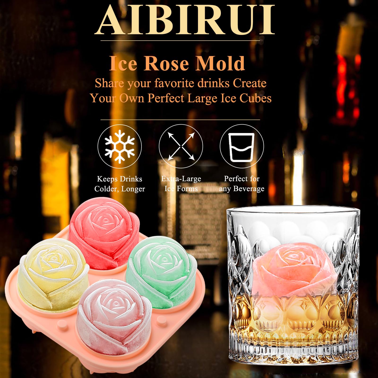 Aibirui Wedding Rose Ice Cubes add elegance to celebrations and events.