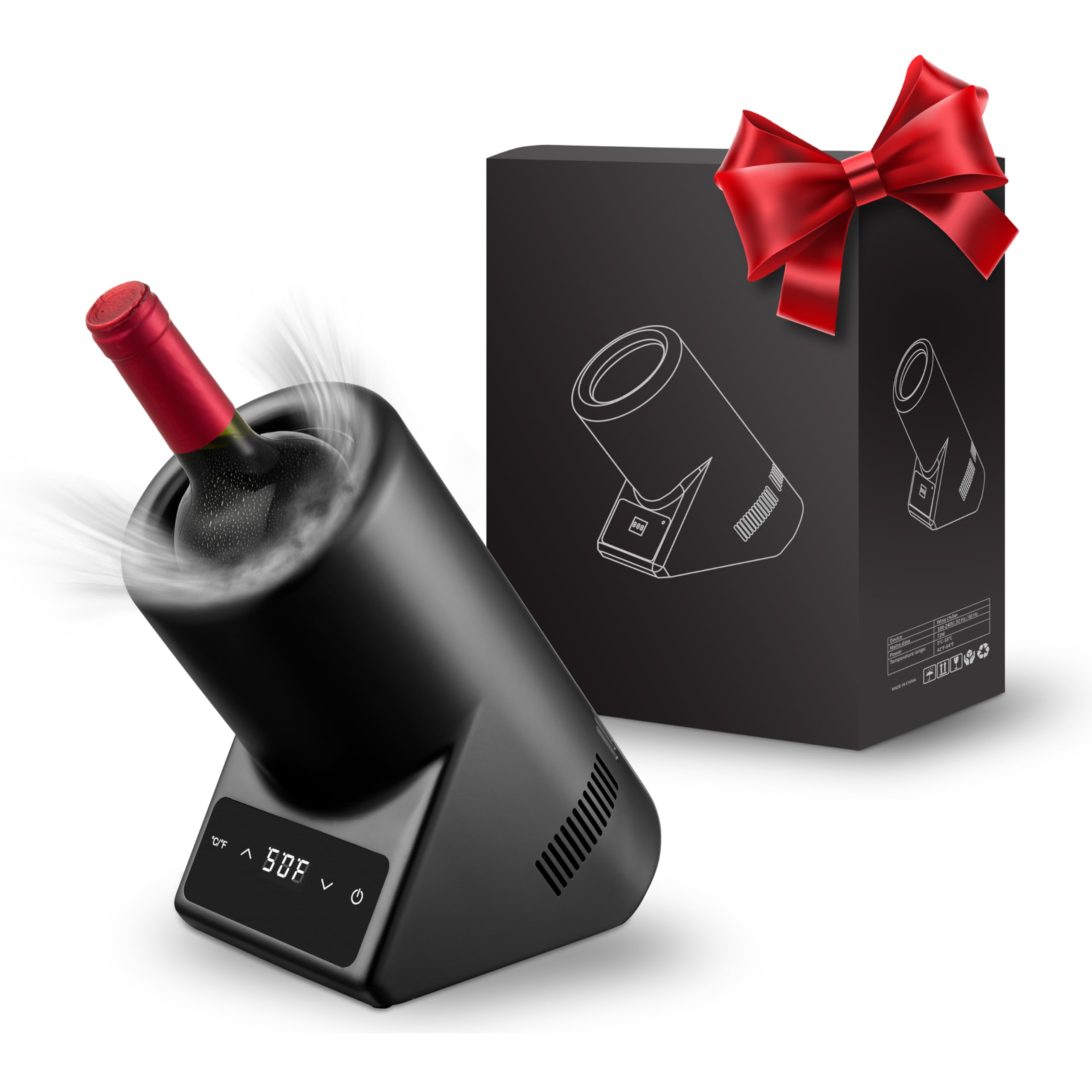 Aichiller wine chiller temperature dial for precise bottle cooling.