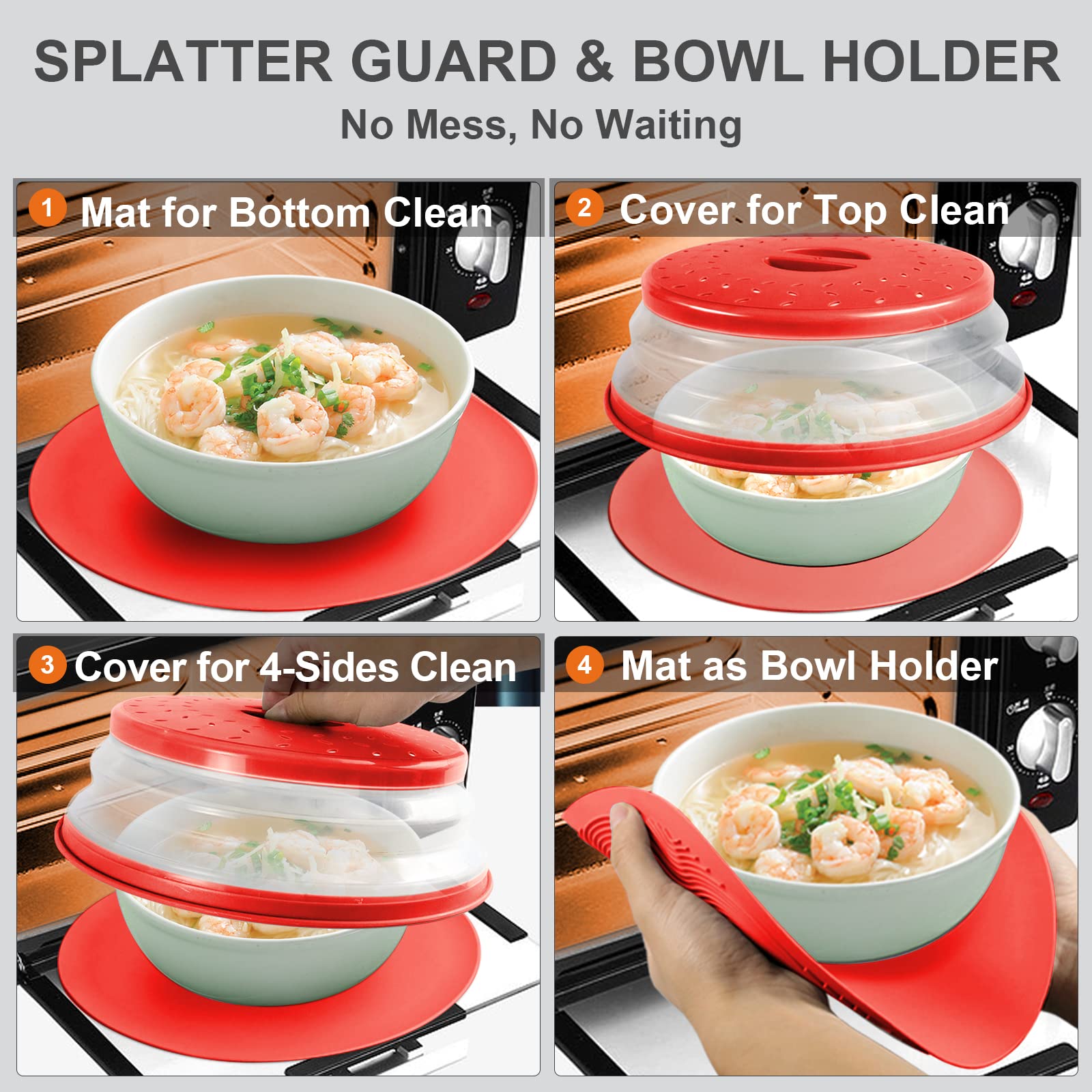 AIDACOM food cover over bowl reduces mess while preserving heat