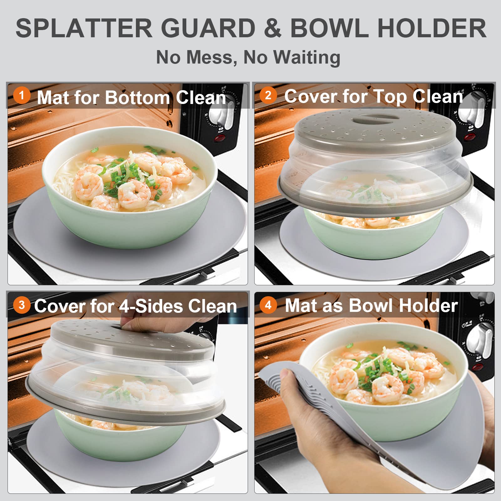 AIDACOM mat used as bowl holder lifts hot bowls safely after heating