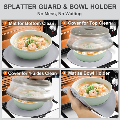 AIDACOM mat used as bowl holder lifts hot bowls safely after heating