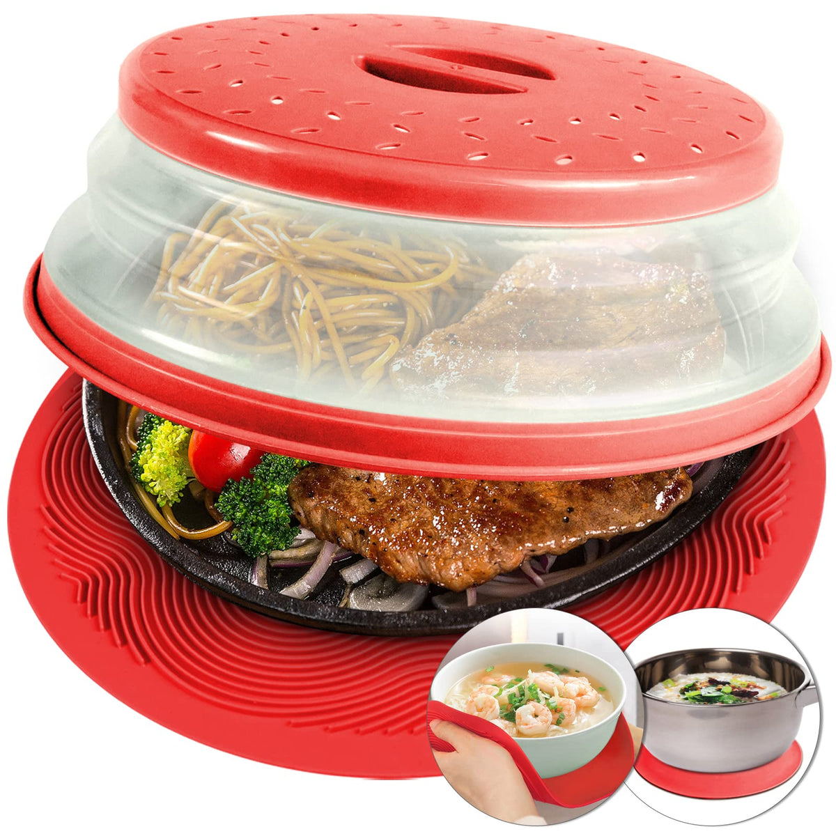 AIDACOM microwave mat with splatter guard protects counters during reheating