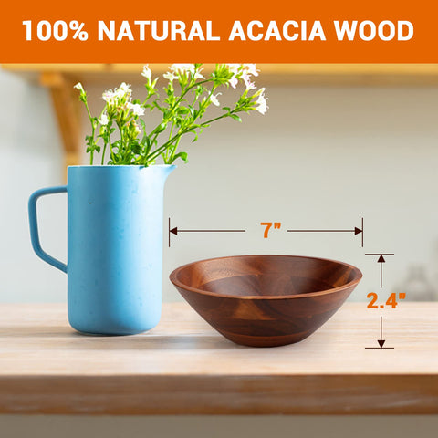 AIDEA acacia bowl close-up showing natural grain and warm tabletop appeal.