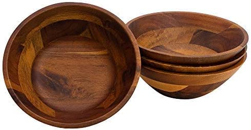 AIDEA acacia bowls’ natural color and grain shine in sunlight.