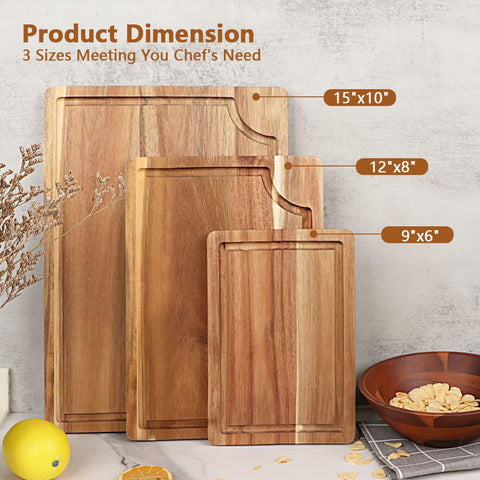 AIDEA acacia cutting board medium 12x8 with juice groove for precise chopping