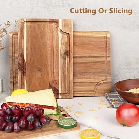 AIDEA acacia cutting board close-up shows durable wood and smooth surface
