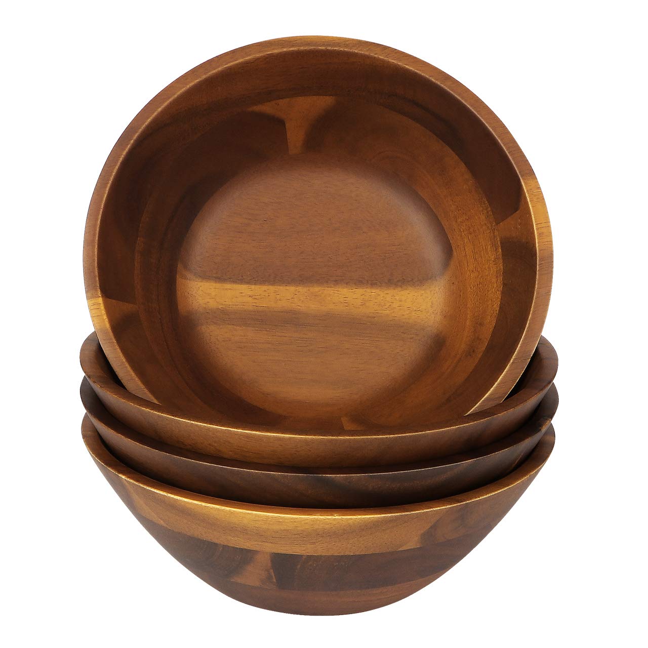 AIDEA acacia serving bowls, 7-inch set, ideal for family salads and sides.