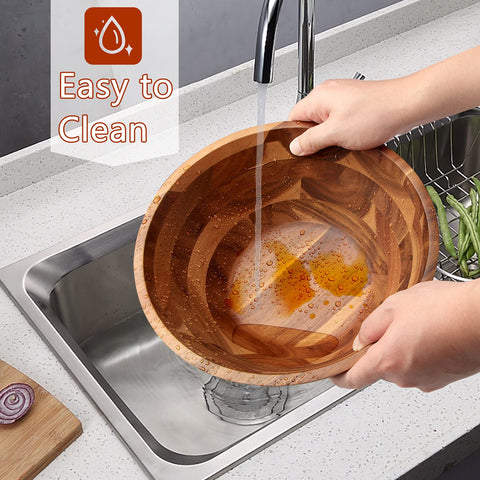 AIDEA Acacia bowl on kitchen shelf as a stylish decorative display.