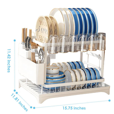 AIDERLY dish drying rack with removable cutlery basket for flexible setup