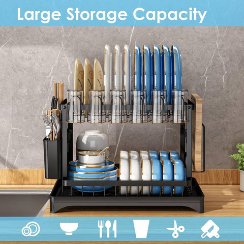 AIDERLY rack sits on feet to protect countertops and improve drying