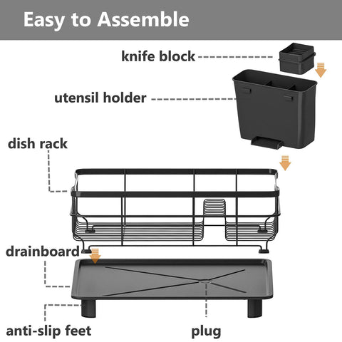AIDERLY Compact drying rack in all-black, ideal for small counters.