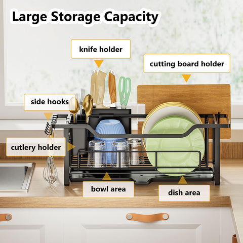 AIDERLY narrow dish rack knife holder keeps utensils organized.