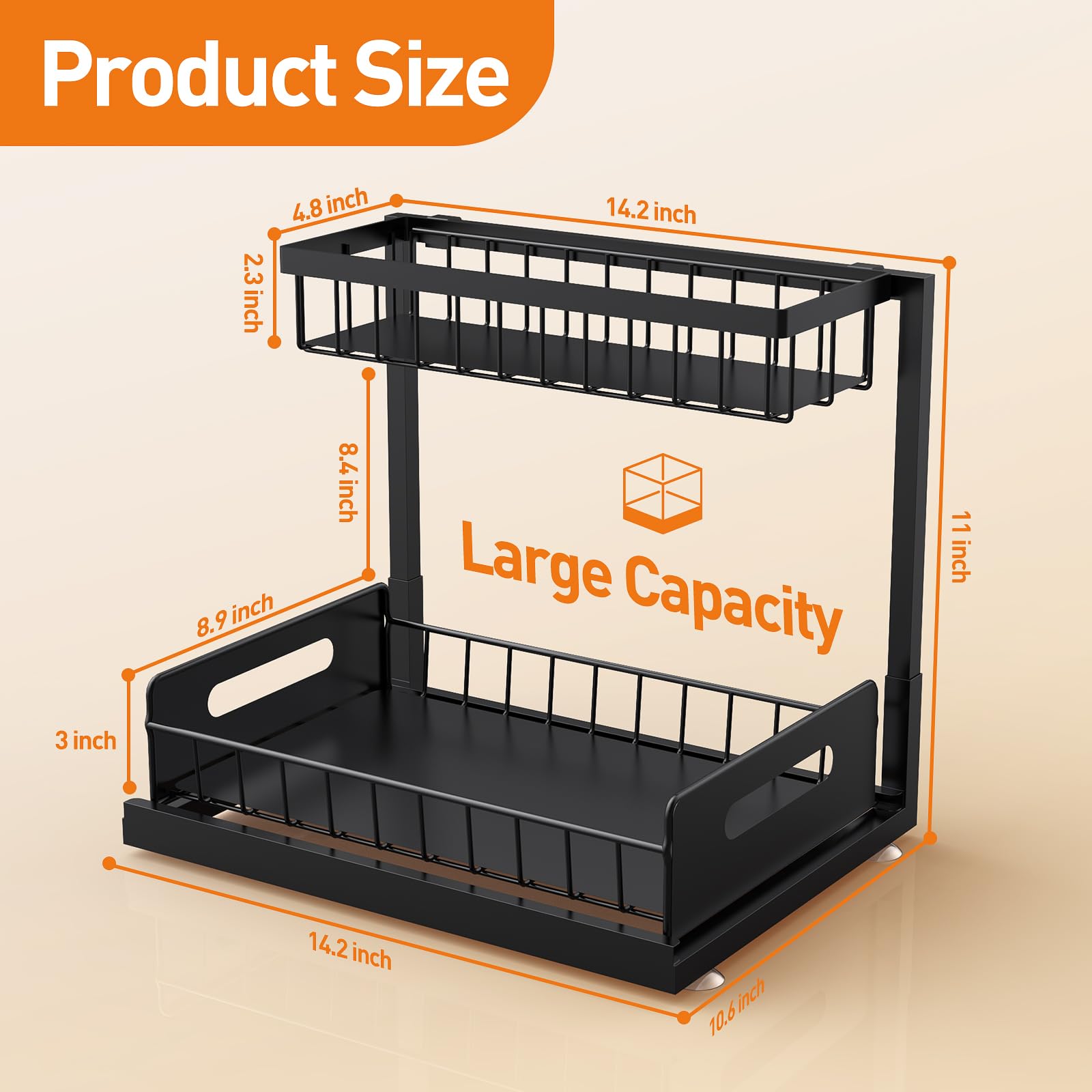 AIDIAM metal pull-out cabinet shelf showing durable organization for kitchen