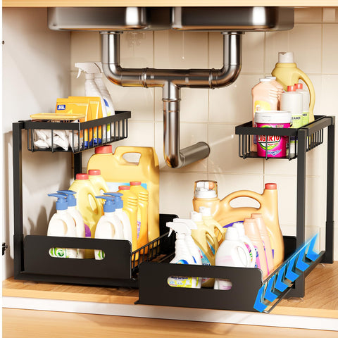 AIDIAM under-sink organizer with sliding drawer for easy access and space optimization